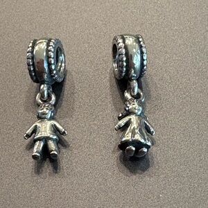 Pandora Silver Boy and Girl Charm Set